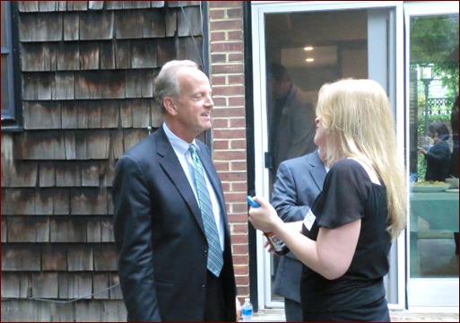 Senator Jerry Moran and Beverly McCauley chat during the South of 40 reception.