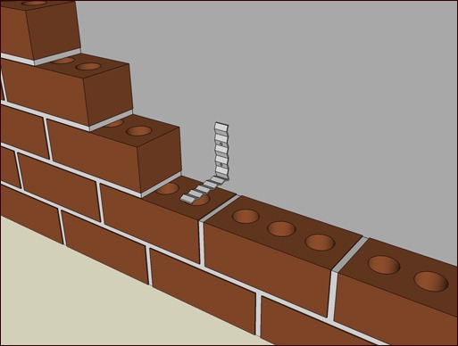 Corrugated sheet metal anchors are only allowed with wood frame backup.