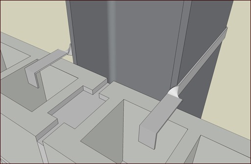 Clip-On Column Anchors for beam flanges Perpendicular to the wall (custom made due to flange variances)