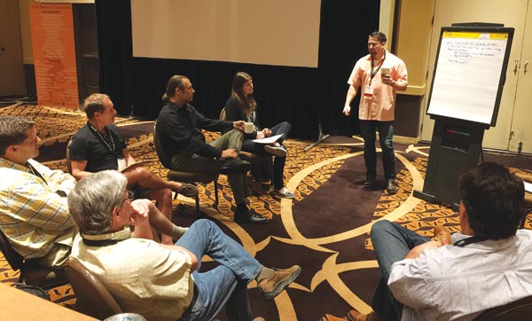 BSI 2015 president Rob Barnes, Dee Brown Co., leads the Installer Advocacy Group discussion at the recent MIA+BSI Annual Convention in Scottsdale, Ariz.