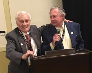 Two elders of the BSI were acknowledged for having more than 50 years of involvement in the association. Left to right: Col. Joseph Busik of Delaware Quarries and Perry Halquist of Halquist Stone Co.